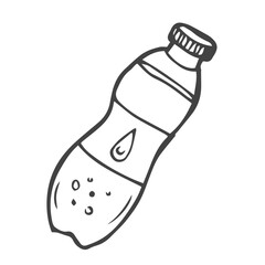 Bottle of water. Single plastic container with liquid. Isolated element. Doodle.