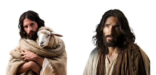 Set of Jesus Christ: Easter and Christmas, Bible Symbol, and Christianity Concept, Isolated on Transparent Background, PNG