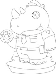 Rhino Cop Donut Police Animal Vector Graphic Art Illustration