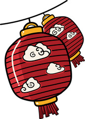 Red oriental hanging lantern Chinese new year decoration element, no background