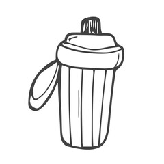 Sports water bottle hand drawn outline doodle icon. Plastic water container, thirst and refresh, energy concept.