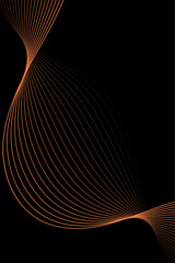 Abstract background with waves for banner. Standart poster size. Vector background with lines. Element for design isolated on black. Orange color. Brochure, booklet