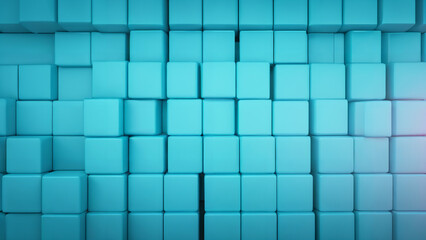 a blue background with squares of different sizes in the center of the image ioctane renderer, an ambient occlusion render, objective abstraction