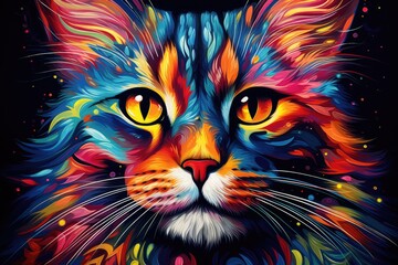 colorful cat animal portrait illustration