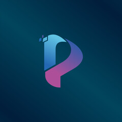 P Letter Pixel Motion Logo Design Template - obrazy, fototapety, plakaty