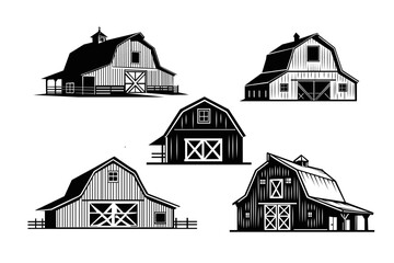 vintage barn house silhouette vector