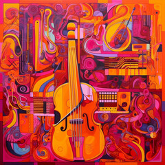 Painting musical instruments. AI Generated