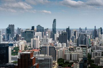 Aerial view of Bangkok metropolis in Thailand , time lapse cityscape background	

