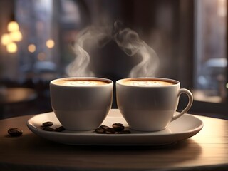 Couple coffee cup, 2 cup of hot coffee for couple