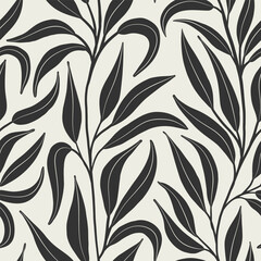 Black trailing foliage seamless vector pattern, great for textile, wallpaper, scrapbook, packaging