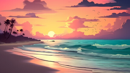 Beautiful beach and sea panoramic natural landscape