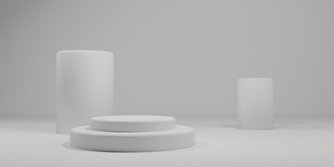abstract white podium with columns elements