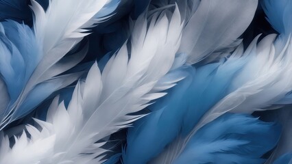 Stylish Gray and Blue Soft Feathers Background