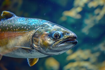 Salmon fish enclosed in Yokohama Aquarium