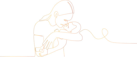 Mothers Day line art of mother with baby