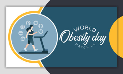 World Obesity day is observed every year on March 4, with the view of promoting practical solutions to end the global obesity crisis. Vector illustration - obrazy, fototapety, plakaty