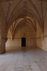 Fototapeta na wymiar interior of the church empty room black door romanic art architecture 