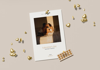 Instant Photo with Hearts Decoration Mockup