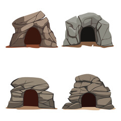 set of cave entrance designs.vector