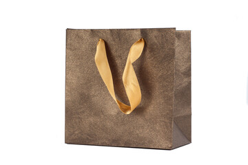 Blank paper gift bag isolated on white background