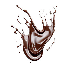 Cocoa liquid splashes on transparent background.