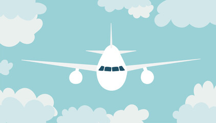 passenger plane flies in the sky  - obrazy, fototapety, plakaty