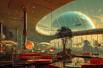 RetroFuturistic Spaceport Lounge  
