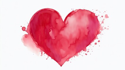 A Red Watercolor Heart Shape on a white background