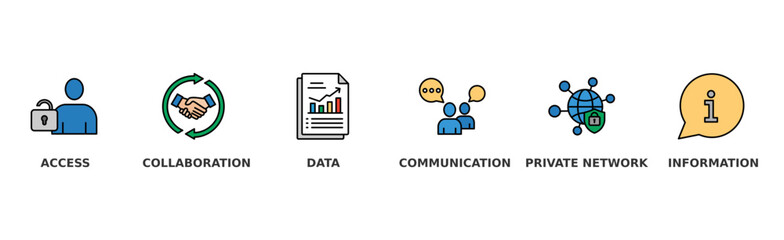 Intranet banner web icon vector illustration concept for global network system with icon of access, collaboration, data, communication, private network, and information technology