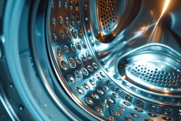 Close up of an empty washer drum - obrazy, fototapety, plakaty