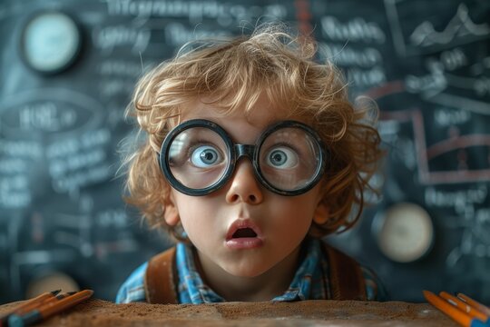 A bespectacled child gazes thoughtfully at the world, their big glasses serving as a window to their bright and curious mind