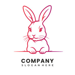 minimalist vector rabbit line art gradient logo