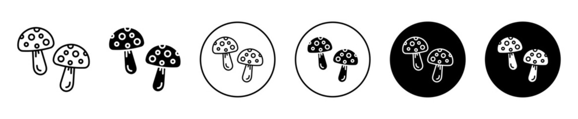 Mushroom vector icon set collection. Mushroom Outline flat Icon.