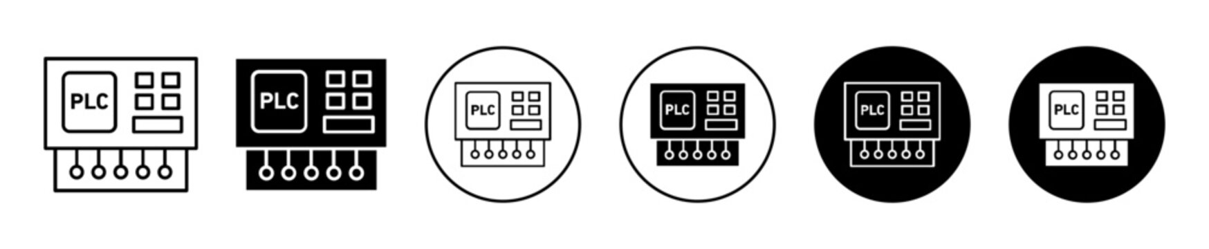 PLC vector icon set collection. PLC Outline flat Icon.