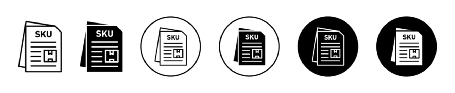 SKU description vector icon set collection. SKU description Outline flat Icon.