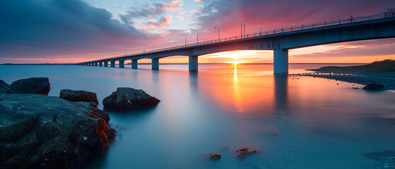 long exposure of infinite bridge at sunrise