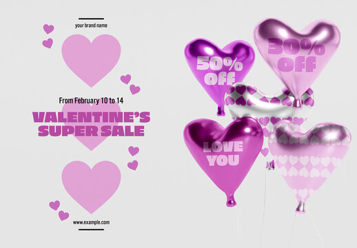  Valentine's Day Balloon Background Mockup
