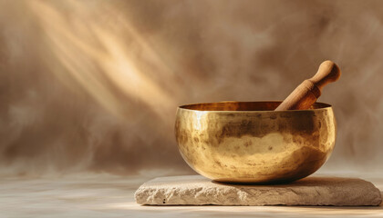 Singing bowl for relaxation massage and meditation. Himalayan and Tibetan alternative medicine...