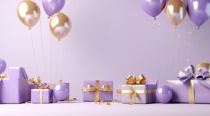 birthday gift mock up gift and balloon
