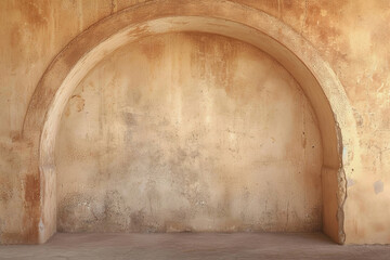 boho arch on a light brown structural background - obrazy, fototapety, plakaty