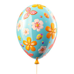 Easter egg helium balloon. Birthday balloon flying for party and celebrations. Isolated on white background. Generative AI