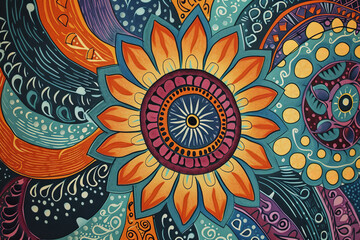 mandala intricate patterned wallpaper calm colours , children drawings simple design