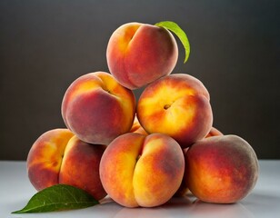 Fototapeta na wymiar peaches arranged to form a pyramid
