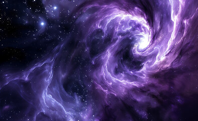 a purple nebula and stars in