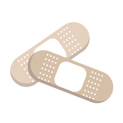 Two Band-Aids to cover wounds. Medical instruments. Vector