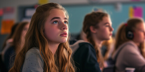 Obraz premium Student in a classroom at school