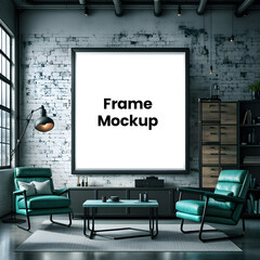 interior of a room with a chair frame mockup, heritage luxury room concept, 3d render 