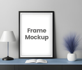table frame mockup for quote, interior style. 3d render 3d visualization
