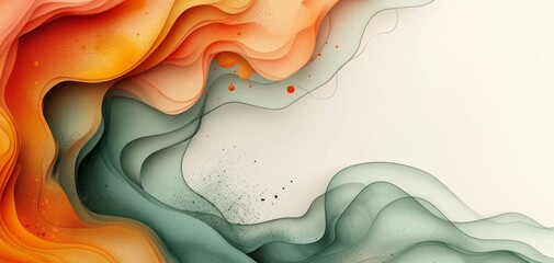 Abstract Pastel Fabric Waves on Peach Background.