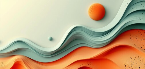 Abstract Pastel Fabric Waves on Peach Background.